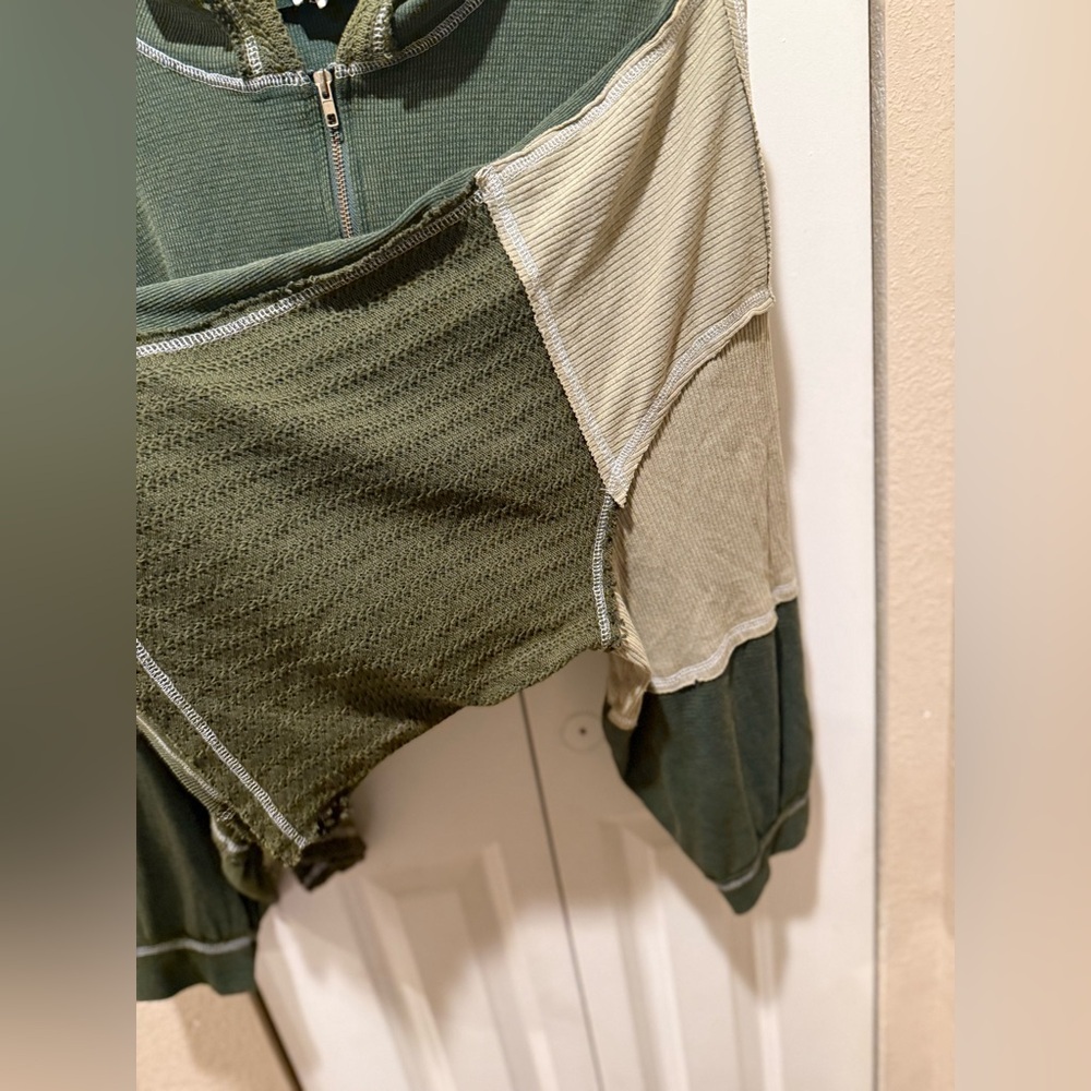 POL Raw Edge Full zip Hooded Sweatshirt Bohemian Oversized Chic , size M - Picture 7 of 12